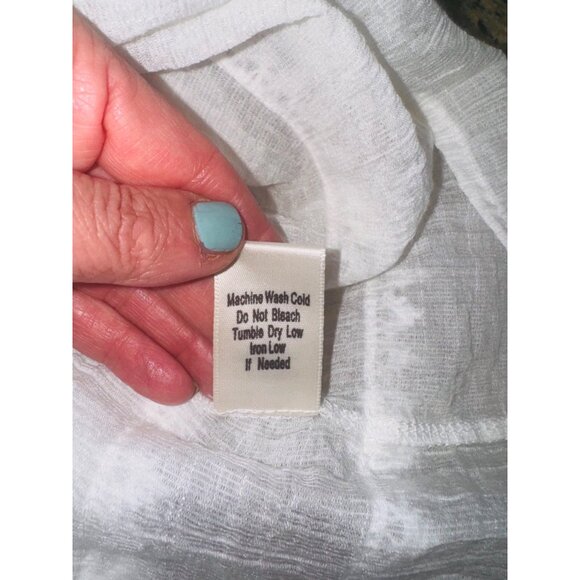 Anthropologie Blue Pepper Sleeveless White Boho Tunic Top Lace Mandarin Collar C - Picture 10 of 11